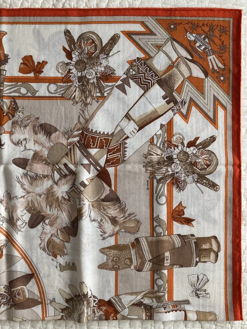 Hermes Kachinas Cashmere Silk Shawl Scarf